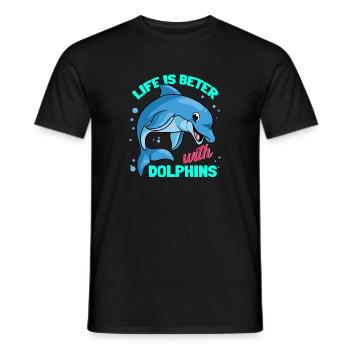 La vie est meilleure avec les dauphins Dolphin Dolphin - T-shirt homme - noir - Devant - AI Model Male 178 light (178cm)