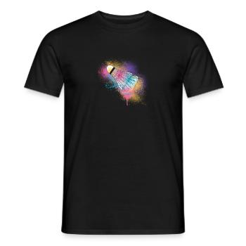 Schläger Ball Sport Buntes Badminton Federball - Männer T-Shirt - Schwarz - Vorne - AI Model Male 178 light (178cm)