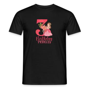 La princesse d’anniversaire fête ses trois ans - T-shirt homme - noir - Devant - AI Model Male 178 light (178cm)