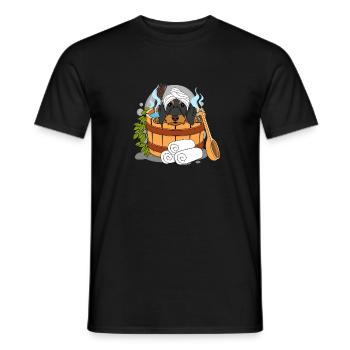 Rauhaardackel Sauna Wellness - Männer T-Shirt - Schwarz - Vorne - AI Model Male 178 light (178cm)