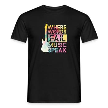 Music Is What Feelings Sound Like Guitar Guitarist - Men's T-Shirt - black - Front - AI Model Male 178 light (178cm)