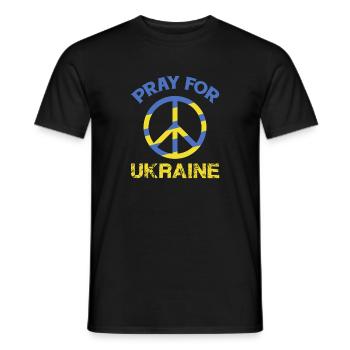 Pray for Ukraine Friedenssymbol in blau und gelb - Männer T-Shirt - Schwarz - Vorne - AI Model Male 178 light (178cm)