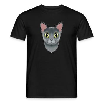 Cat Lover I Cat Face I Russian Blue Cat - Männer T-Shirt - Schwarz - Vorne - AI Model Male 178 light (178cm)