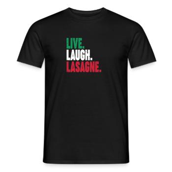 Live Laugh Lasagna Pasta Pizza Cooking Italian - Men's T-Shirt - black - Front - AI Model Male 178 light (178cm)