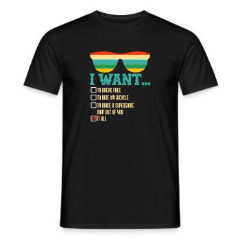 Je veux me libérer pour faire du vélo - T-shirt homme - noir - Devant - AI Model Male 178 light (178cm)