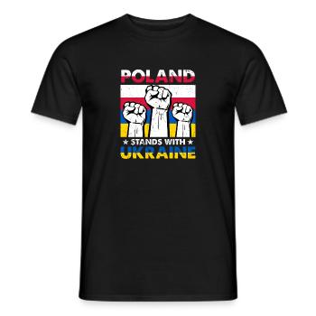 I Stand With Ukraine Poland Stands With Ukraine - Men's T-Shirt - black - Front - AI Model Male 178 light (178cm)