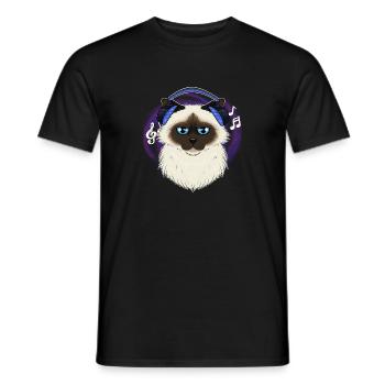 Cute Birman Cat I Music Lover I Headphones - Männer T-Shirt - Schwarz - Vorne - AI Model Male 178 light (178cm)