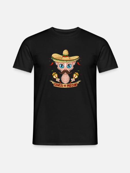 Cinco de Mayo Sphynx Cat Cinco de Meow I Sombrero - Männer T-Shirt - Schwarz
