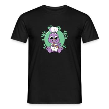 Chemise bébé dinosaure, chemise de cuisine dinosaure, mignonne - T-shirt homme - noir - Devant - AI Model Male 178 light (178cm)