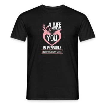 Une vie sans toi est possible, mais le trou des sens - T-shirt homme - noir - Devant - AI Model Male 178 light (178cm)