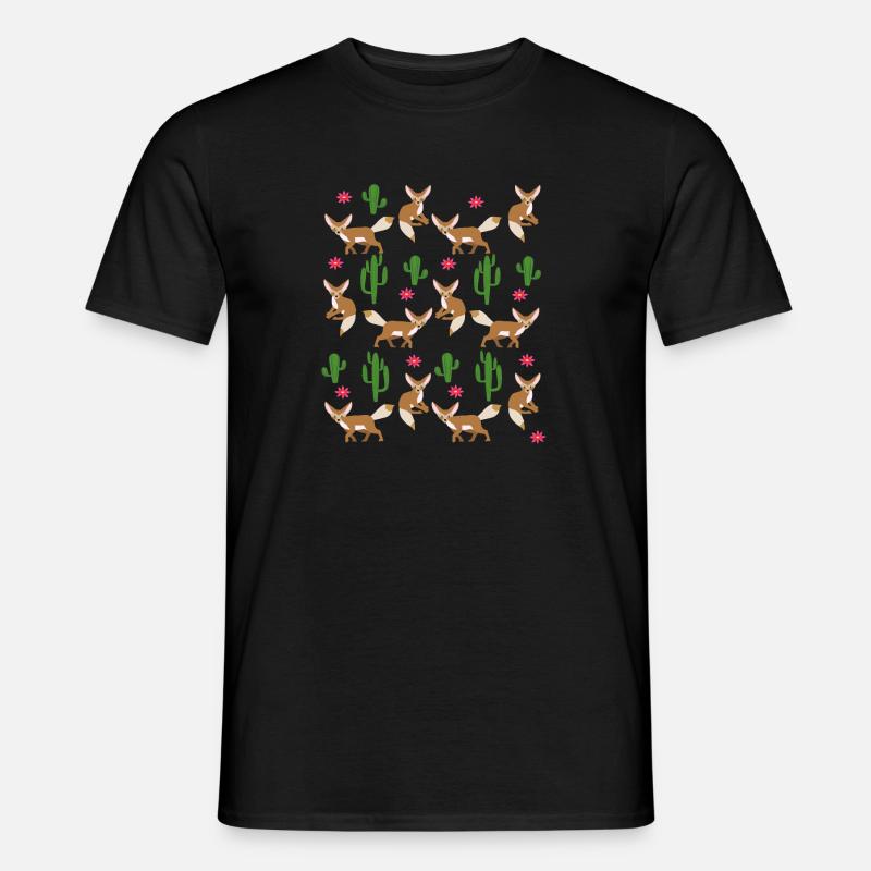 Fuchs Wolf Fennec Fox niedlich Geschenk Kaktus - Männer T-Shirt - Schwarz