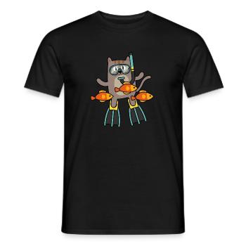 Cadeau drôle de chat de club de plongée - T-shirt homme - noir - Devant - AI Model Male 178 light (178cm)