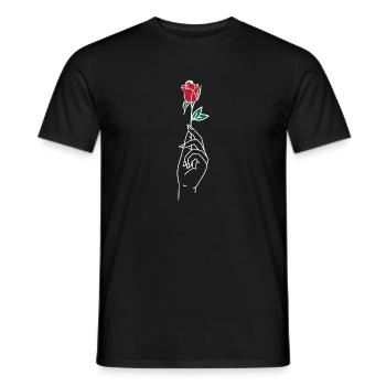 Rose coeur fleurs cadeau amour femmes fille - T-shirt homme - noir - Devant - AI Model Male 178 light (178cm)