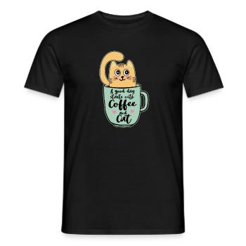 Katze Geschenk Mama Frauen Mädchen Kaffee - T-shirt homme - noir - Devant - AI Model Male 178 light (178cm)