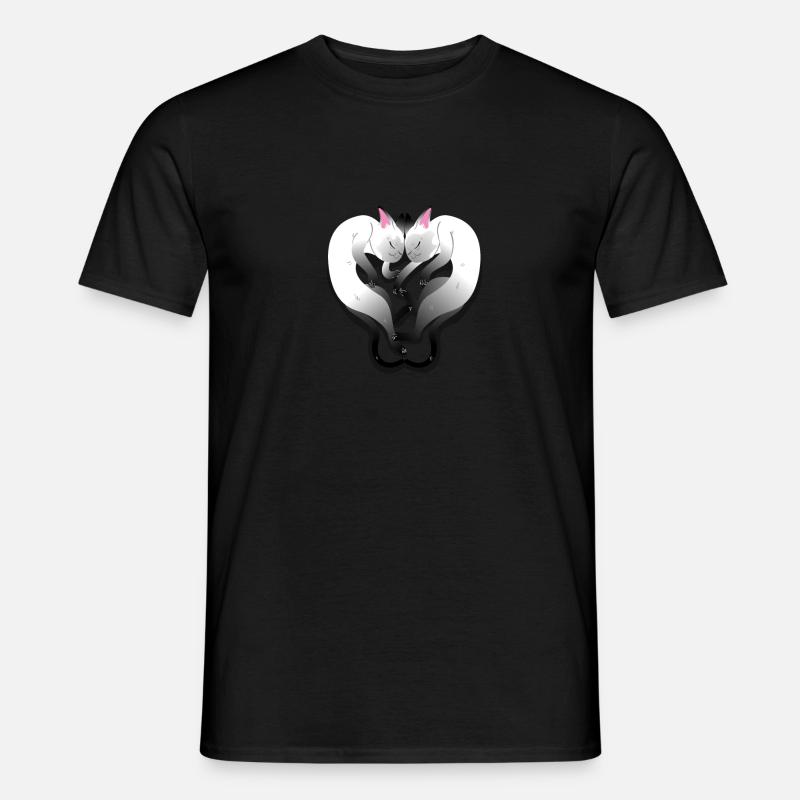 (2 Schlaf Katzen) - Männer T-Shirt - Schwarz