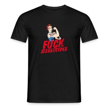 Fuck stereotypes pop art - Männer T-Shirt - Schwarz - Vorne - AI Model Male 178 light (178cm)