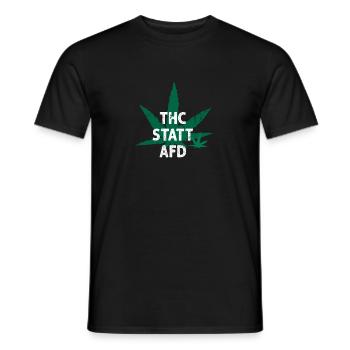 THC Instead of AfD Funny Smoking Pot Cannabis Weed - Men's T-Shirt - black - Front - AI Model Male 178 light (178cm)