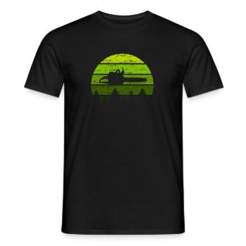 Scie à chaîne Sunset Retro Forest Wood Lumberjack Forest - T-shirt homme - noir - Devant - AI Model Male 178 light (178cm)