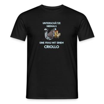Frau Mit Criollo Pferd Reiten Ausritt - Männer T-Shirt - Schwarz - Vorne - AI Model Male 178 light (178cm)