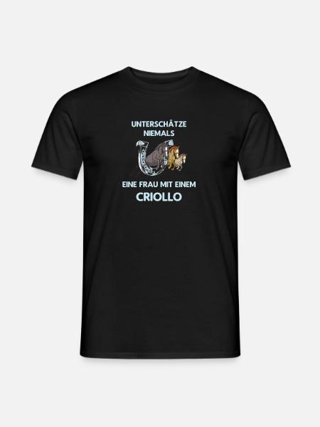 Frau Mit Criollo Pferd Reiten Ausritt - Männer T-Shirt - Schwarz