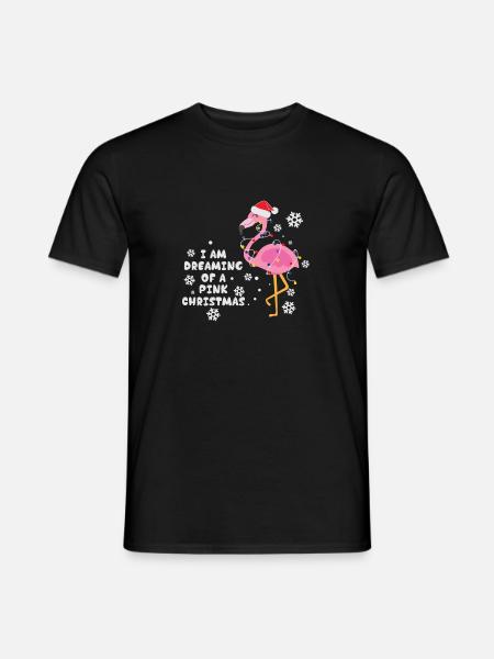 Flamingo Pink Christmas Santa Hat - Men's T-Shirt - black