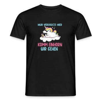 Unicorn Only Crazy Here Unicorn Panda - Männer T-Shirt - Schwarz - Vorne - AI Model Male 178 light (178cm)