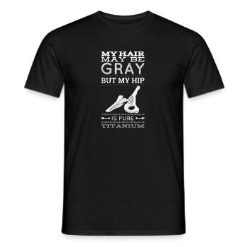 Mes cheveux peuvent être gris, mais mes hanches - T-shirt homme - noir - Devant - AI Model Male 178 light (178cm)