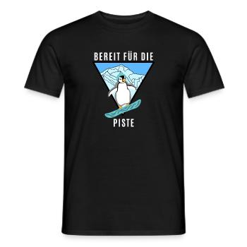 Snowboard Pinguin, Piste, Winter, Berge, Lustig - Männer T-Shirt - Schwarz - Vorne - AI Model Male 178 light (178cm)