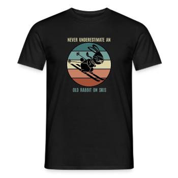 Ski Hase, Alter Hase, Retro, Winter Sport, Lustig - Männer T-Shirt - Schwarz - Vorne - AI Model Male 178 light (178cm)