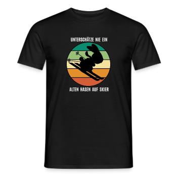 Ski Hase, Alter Hase, Retro, Winter Sport, Lustig - Männer T-Shirt - Schwarz - Vorne - AI Model Male 178 light (178cm)