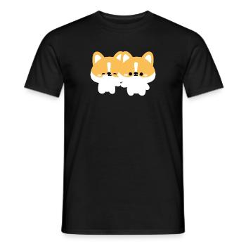 Couple de chiens corgi - T-shirt homme - noir - Devant - AI Model Male 178 light (178cm)