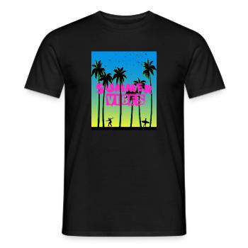 90s Summer Vibes Sunset Skateboard Surfing - Männer T-Shirt - Schwarz - Vorne - AI Model Male 178 light (178cm)