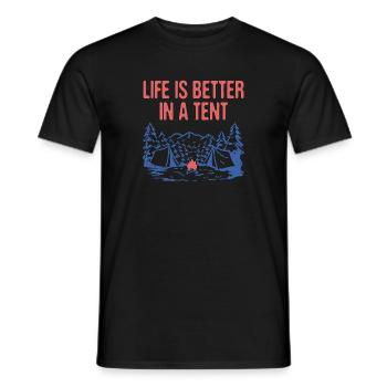 Life is Better in a Tent Camping Wildlife Camper - Men's T-Shirt - black - Front - AI Model Male 178 light (178cm)