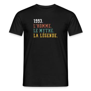 1993 l'homme le mythe la légende anniversaire - T-shirt homme - noir - Devant - AI Model Male 178 light (178cm)