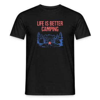 La vie est meilleure Camping Citation motivationnelle Camper - T-shirt homme - noir - Devant - AI Model Male 178 light (178cm)