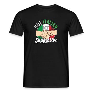 Not Italian But Supportive Country Traveler Italy - Men's T-Shirt - black - Front - AI Model Male 178 light (178cm)
