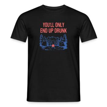 Vous finirez seulement ivre Amateur de bière de camping - T-shirt homme - noir - Devant - AI Model Male 178 light (178cm)
