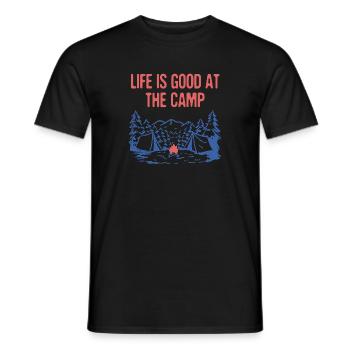 La vie est belle au camp Citation motivationnelle - T-shirt homme - noir - Devant - AI Model Male 178 light (178cm)