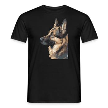German Shepherd Watercolors - Men's T-Shirt - black - Front - AI Model Male 178 light (178cm)