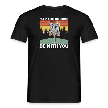 Disc golfer Throwing disc Frisbee - Men's T-Shirt - black - Front - AI Model Male 178 light (178cm)
