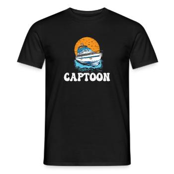 Captoon Captain Papa Pontoon King Father's Day - Men's T-Shirt - black - Front - AI Model Male 178 light (178cm)