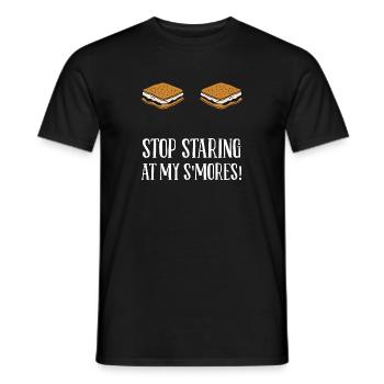 Camping Campfire Marshmallow Funny Stop Staring At - Men's T-Shirt - black - Front - AI Model Male 178 light (178cm)