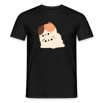 Tortie Katzenpaar - Männer T-Shirt - Schwarz - Vorne - AI Model Male 178 light (178cm)