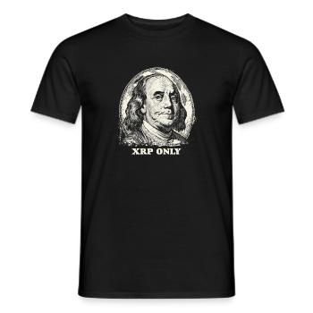 XRP Only Benjamin Franklin US USA Crypto - Men's T-Shirt - black - Front - AI Model Male 178 light (178cm)