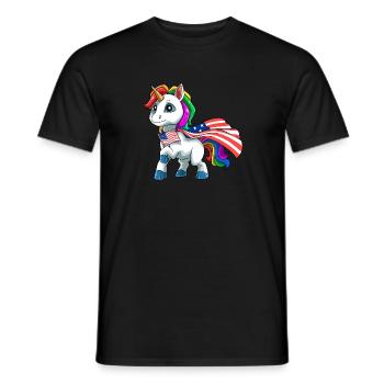 USA Einhorn - Americorn Patriotisches - Männer T-Shirt - Schwarz - Vorne - AI Model Male 178 light (178cm)