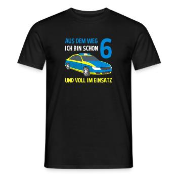 Polizist Einsatzleiter 6. Geburtstag Polizeiauto - Männer T-Shirt - Schwarz - Vorne - AI Model Male 178 light (178cm)