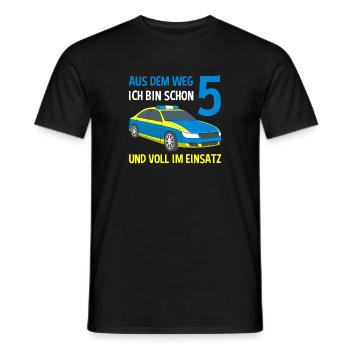 Polizist Einsatzleiter 5. Geburtstag Polizeiauto - Männer T-Shirt - Schwarz - Vorne - AI Model Male 178 light (178cm)