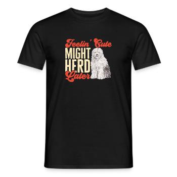 Vieux chien de berger anglais Sheepie Bobtail - T-shirt homme - noir - Devant - AI Model Male 178 light (178cm)