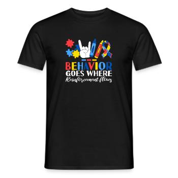 Behavior Goes Where Reinforcement Flows ABA - Men's T-Shirt - black - Front - AI Model Male 178 light (178cm)