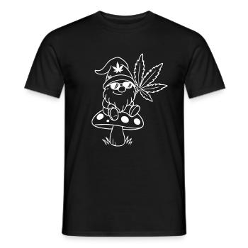 Stylischer Zwerg/Wichtel auf Pilz mit Hanfblatt - Männer T-Shirt - Schwarz - Vorne - AI Model Male 178 light (178cm)